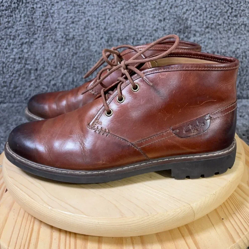 Clarks Montacute Duke Chukka Boots Mens Size 10 Burnished Leather Lace Up Ankle